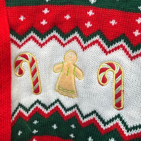 Christmas Cardigan Holiday Ugly Sweater Button Down Embroidered GrandmaCore M - Picture 4 of 8